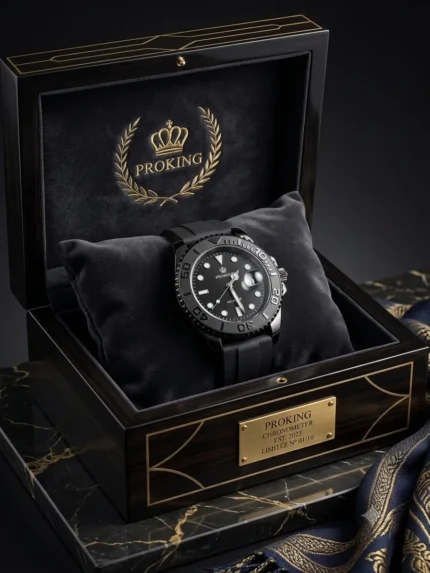 Proking Black Dial Rubber Strap Dive Watch