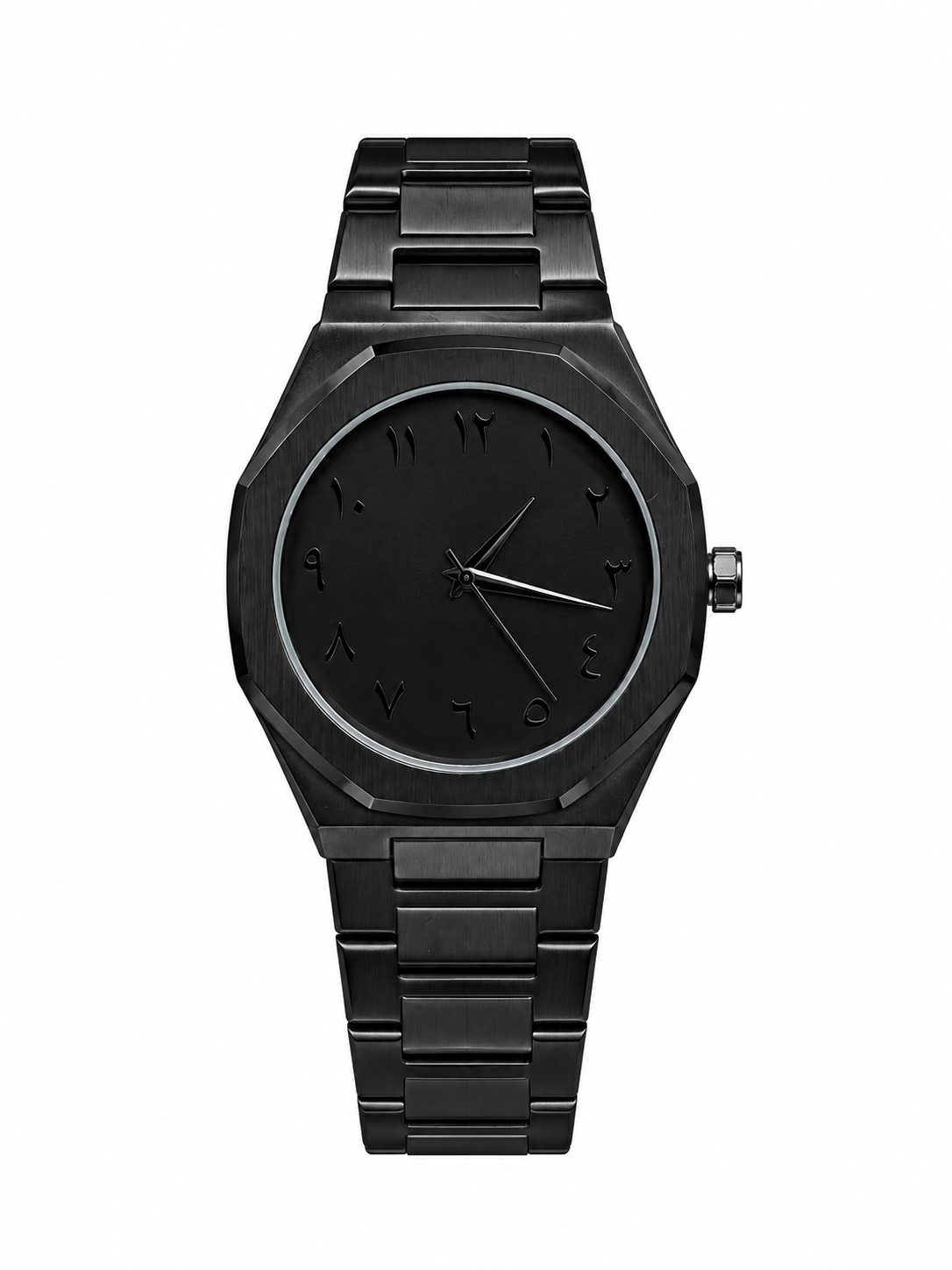 Monochrome Octagonal Watch with Arabic Numerals Aura metel black - Image 1